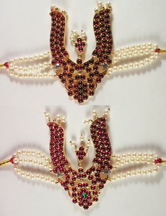 Pearl and red stone Vanki - Temple Jewelry